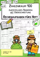 Vorschau - Arbeitsblätter - Zweistellige Addition mit Übergang - ZR 100 - Rechnungen fürs Heft - Deckblatt