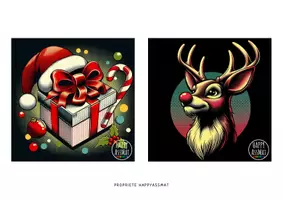 Aperçu - Affichage - Cartes pop art noel - HappyAssMat - Page 1