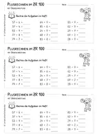 Vorschau - Arbeitsblätter - Einstellige Addition mit Übergang - ZR 100 - Rechnungen fürs Heft - Seite 3