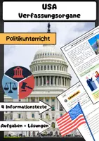 Vorschau - Arbeitsblätter - Verfassungsorgane USA: Präsident, Kabinett, Kongress, Supreme Court - Deckblatt