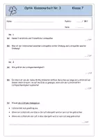 Vorschau - Klassenarbeiten - Klassenarbeit zum Thema Optik - Deckblatt