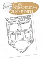 Vorschau - Arbeitsblätter - Willkommen 2025 Wimpel Neujahrsvorsätze - Deckblatt
