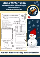 Vorschau - Arbeitsblätter - Meine Winterferien / Zeugnisferien - religionsneutral: Steckbrief Reflexionsbogen Bericht - Deckblatt