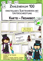 Vorschau - Spiele - Rechenkartei - einstelliges Subtrahieren mit Übergang - ZR 100 - Deckblatt