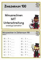 Vorschau - Spiele - Rechenkartei - einstelliges Subtrahieren mit Übergang - ZR 100 - Seite 2