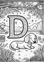 Vorschau - Mal- und Bastelvorlagen - Ausmalbild zum Buchstaben „D“ - Deckblatt