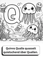 Vorschau - Mal- und Bastelvorlagen - Ausmalbild mit passendem Zungenbrecher zum Buchstaben „Q“ - Deckblatt