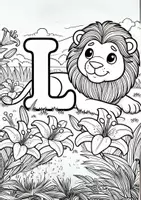 Vorschau - Mal- und Bastelvorlagen - Ausmalbild zum Buchstaben „L“ - Seite 1