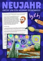 Vorschau - Arbeitsblätter - Neujahrs Kunstprojekt nach Van Goghs “Sternennacht” - Kunst im Winter - Deckblatt