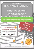Vorschau - Fördermaterial/Inklusion - DaF / DaZ Englisch: Planeten Spezial - Venus & Merkur: Fehlerteufel Lesekarten Großschreibung - Deckblatt