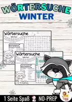 Aperçu - Feuilles d'exercices - Wörtersuche / Suchsel (Winter) Jahreszeiten Hiver Saisons Allemand - Page de couverture