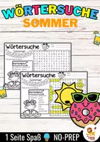 anteprima - Esercizi - Wörtersuche / Suchsel (Sommer) Jahreszeiten Estate Stagioni Tedesco - Pagina di copertina