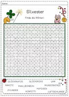 Vorschau - Arbeitsblätter - Silvester und Glücksbringer - Suchsel differenziert - Seite 1