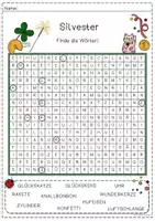 Vorschau - Arbeitsblätter - Silvester und Glücksbringer - Suchsel differenziert - Seite 2