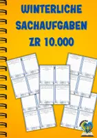 Vorschau - Aufgabenkarten - Winterliche Sachaufgaben im Zahlenraum 10.000 - Deckblatt