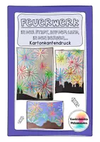 Vorschau - Mal- und Bastelvorlagen - Feuerwerk in der Stadt, auf dem Land, in den Bergen - Kartonkantendruck - Kunstidee Neujahr, Neues Jahr - Deckblatt