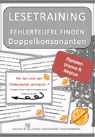 Vorschau - Fördermaterial/Inklusion - Planeten Spezial - Uranus & Neptun: Fehlerteufel Lesekarten Doppelkonsonanten - Deckblatt