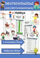 Vorschau - Arbeitsblätter - Lesespaziergang Hobbys/Hobbies - Leserunde Klasse 1 und 2 - Deckblatt