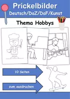 Vorschau - Arbeitsblätter - Prickelbilder / Fensterbilder Thema Hobbys/Hobbies - Grundschule - Bastelvorlagen - Deckblatt