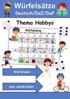 Vorschau - Mal- und Bastelvorlagen - Würfelsätze / Würfelspiel Hobbys/Hobbies - Deutsch/DaF/DaZ - Wortspiel - Deckblatt