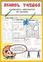 Vorschau - Arbeitsblätter - School things - Worksheets - Arbeitsblätter Klasse 3 - Deckblatt
