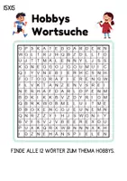 Vorschau - Arbeitsblätter - Wortsuchspiel/Wortsuche/Suchsel Hobbys/Hobbies (Grundschule) - 4 Varianten - Seite 2