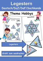 Vorschau - Arbeitsblätter - Legestern Hobbys/Hobbies Wortschatz - DaZ/DaF, Deutsch (Klassen 1 und 2) - Deckblatt