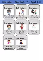 Vorschau - Arbeitsblätter - Ich habe, wer hat? (Hobbys/Hobbies) 1. Klasse Deutsch, DaZ/DaF - Wortschatz Förderung, Hörverstehen, Leseverstehen - Gruppenspiel - Seite 3
