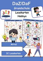Vorschau - Mal- und Bastelvorlagen - Lesekarten/Bildkarten Hobbys/Hobbies mittelschwer - DaZ/DaF, Deutsch (Grundschule) - Deckblatt
