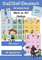 Vorschau - Arbeitsblätter - Merk es dir Hobbys/Hobbies (Bild-Wort) - DaZ/DaF, Deutsch (Klasse 1 bis 4) - Deckblatt