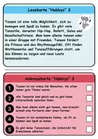 Vorschau - Arbeitsblätter - Wendekarten/Lesekarten Hobbys/Hobbies - DaZ/DaF, Deutsch - Seite 3