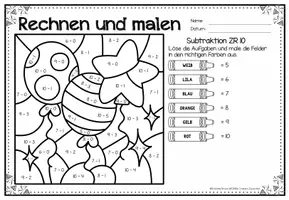 Voorbeeld - Rechen-Mal-Blätter - Subtraktion ZR 10 (Neujahr / Silvester) Wiskunde Nieuwjaar Duits - Pagina 3