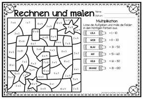 Voorbeeld - Rechen-Mal-Blätter - Multiplikation (Neujahr / Silvester) Wiskunde Nieuwjaar Duits - Pagina 3
