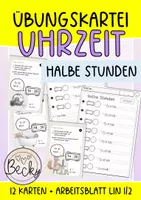 Vorschau - Arbeitsblätter - Kleine Kartei zur Uhrzeit (halbe Stunden) - Deckblatt
