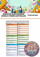 Vorschau - Arbeitsblätter - Tandembogen Einfache Gleichungen lösen und aufstellen (Tandemübung) - Deckblatt