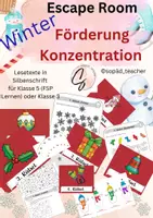 Vorschau - Arbeitsblätter - Konzentrations Escape-Room: Winter "Der eisige Schatz" (Klasse 3 / Klasse 5 im FSp Lernen) - Deckblatt