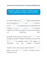 Vorschau - Arbeitsblätter - Lückentext: Arbeitsblatt_IT_Experte - Seite 1