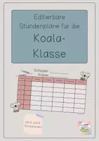 Vorschau - Lehrpläne/Lehrermaterial - Editierbare Stundenpläne für deine Koala-Klasse - Deckblatt