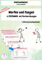 Vorschau - Stationenlernen - WERFEN & FANGEN in der Grundschule - Stationskarten für Partneraufgaben (Sportunterricht) - Deckblatt