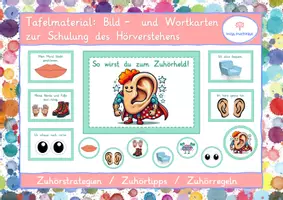 Vorschau - Poster - Zuhörstrategien Zuhörtipps Zuhörregeln Zuhörhelden Grundschule Regeln Zuhören 1.-4. Klasse - Deckblatt