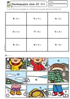 Vorschau - Arbeitsblätter - Rechenpuzzle ZR 20 ohne ZÜ, Mathe Klasse 1, Winter (Addition, Subtraktion, Kettenaufgaben) - Seite 3