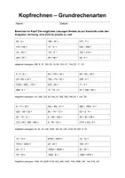 Vorschau - Arbeitsblätter - Kopfrechnen Grundrechenarten (incl. Lösungen) - Deckblatt