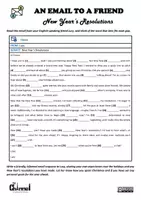 Vista previa - Hojas de trabajo - NEW YEAR’S RESOLUTIONS – Email (Open cloze & Writing task) - página 1