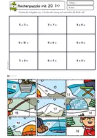 Vorschau - Stationenlernen - Mathe Klasse 1, Rechenpuzzle Winter ZR 20 mit ZÜ - Seite 1