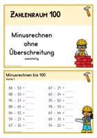Vorschau - Stationenlernen - Subtraktion im Zahlenraum 100 ohne Unterschreitung – Rechenspiel - Mathematik - Seite 2