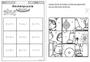 Vorschau - Arbeitsblätter - Rechenpuzzle Neujahr (1. Klasse – ZR 20) – Addition & Subtraktion zum Jahresstart - Seite 3