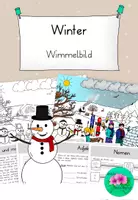 Vorschau - Poster - Wimmelbild/Ausmalbild Winter - Wortschatzerarbeitung - Deckblatt