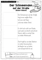 Vorschau - Arbeitsblätter - "Der Schneemann auf der Straße": Wintergedicht - Einfach auswendig lernen! - Seite 3