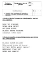 Aperçu - Fiches - Evaluations de grammaire CE2 - Page 1