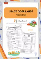 Vorschau - Arbeitsblätter - Stadt oder Land Arbeitsblatt - Deckblatt
